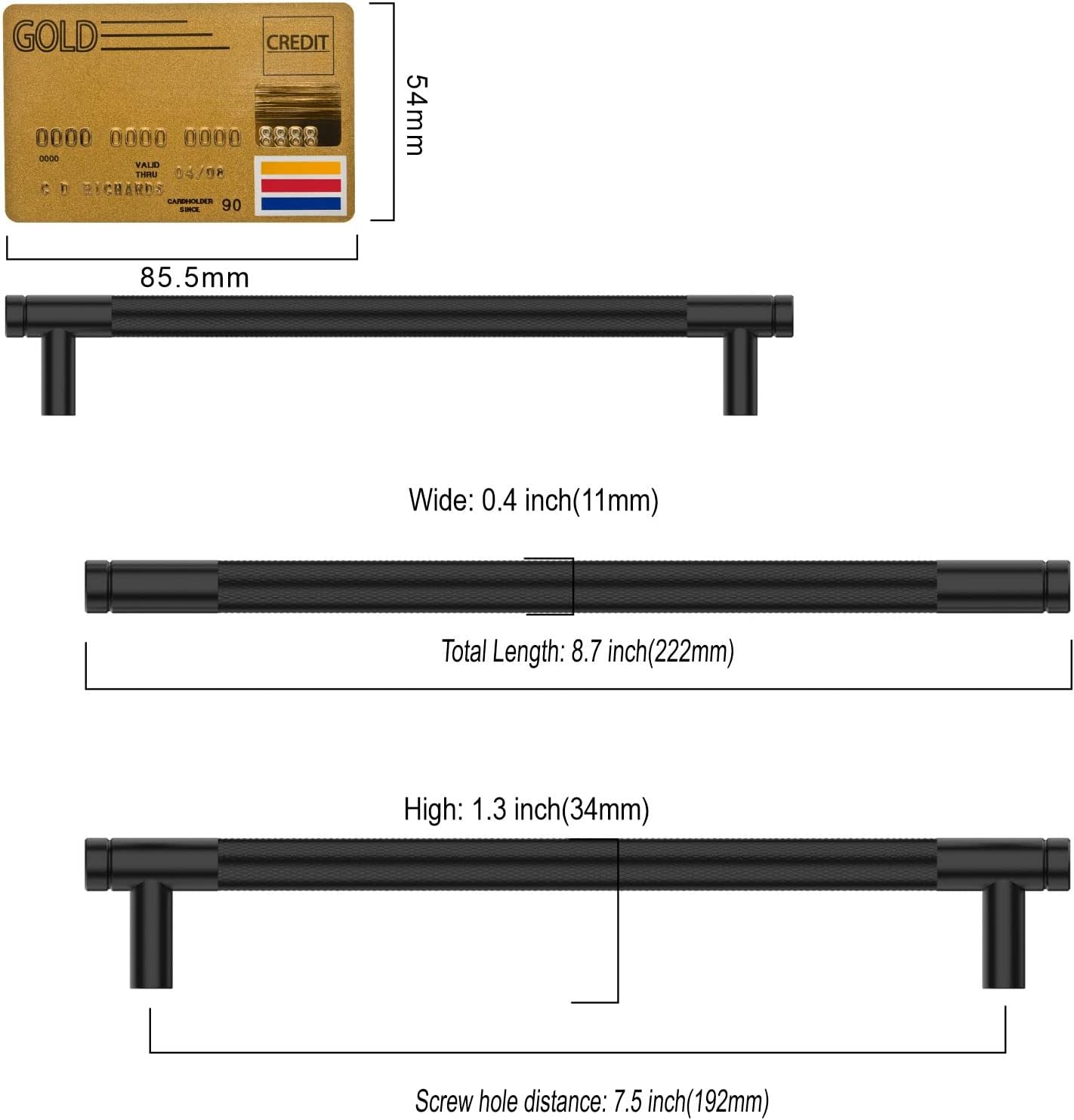 Thumbnail 5 de Amerdeco AM003 192mm Matte Black Cabinet Pulls