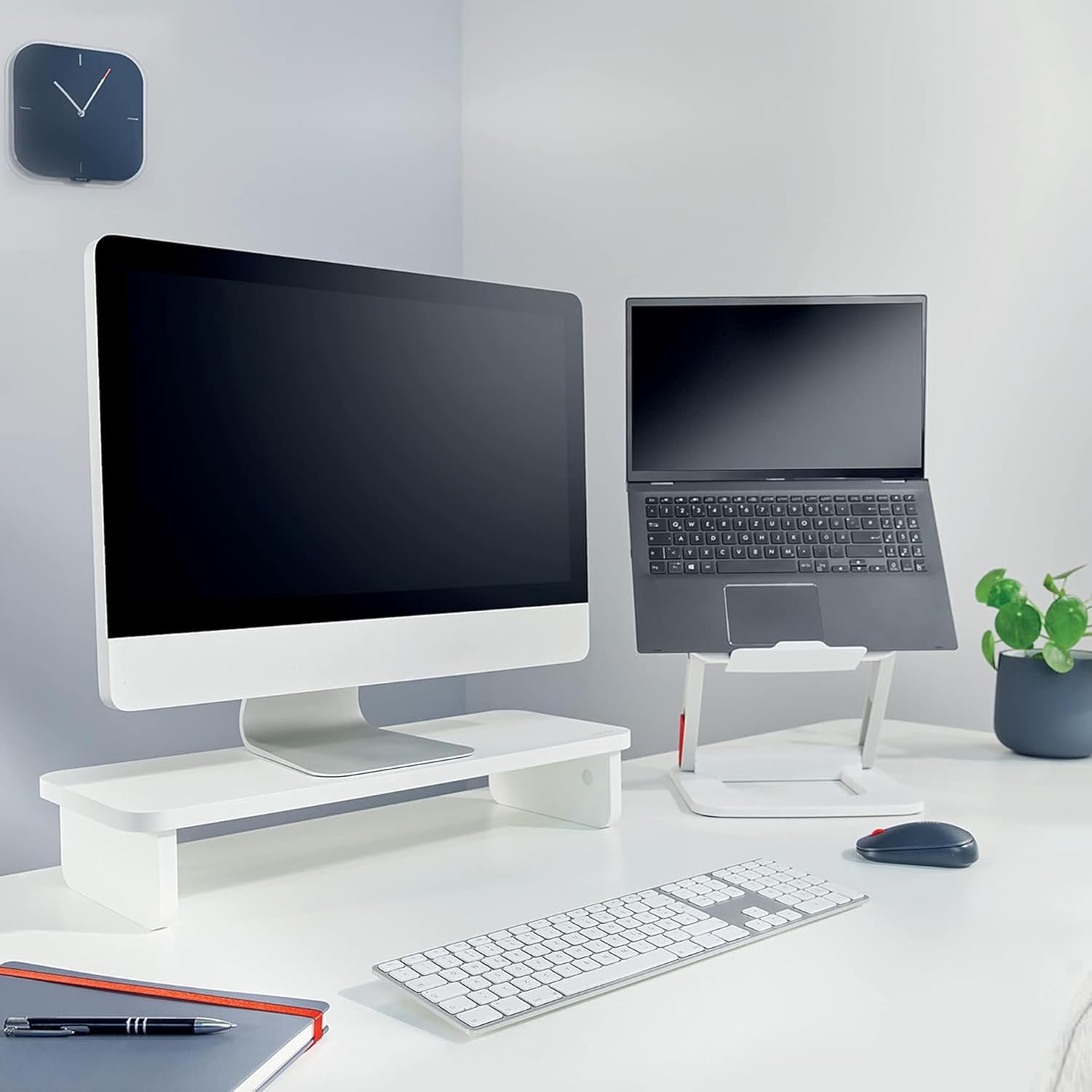 Thumbnail 5 de Leitz Support Ergo pour Moniteur PC/Portable — Rehausseur ergonomique jusqu’à 24" (20 kg) et rangement clavier, Blanc 64340001