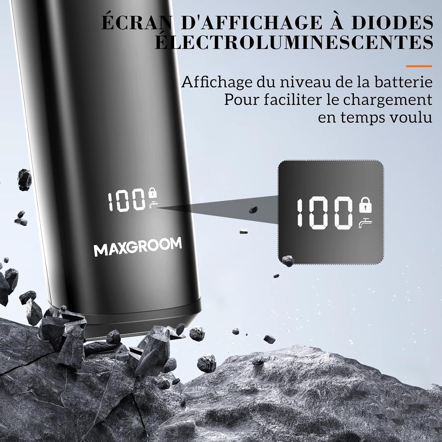 Detalle 2 de MAXGROOM 2 en 1 Tondeuse Corps Homme Intime: rasoir électrique IPX6, lames double face et sabot 1–10 mm