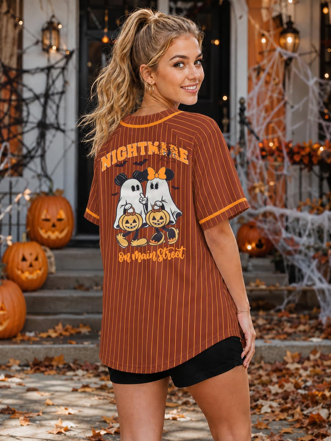 Detalle de Women's Halloween Baseball Jersey in 100% Polyester