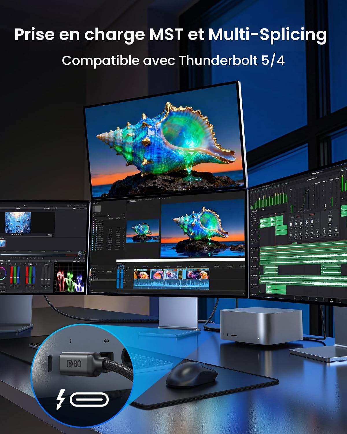Thumbnail 6 de Silkland USB-C-naar-DisplayPort 2.1-kabel, 2 m, 80 Gbps en unidirectioneel