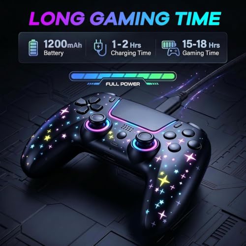 Detalle 2 de Pogriko manette sans fil pour PS5, PS5 Pro et Slim, éclairage RGB et boutons arrière