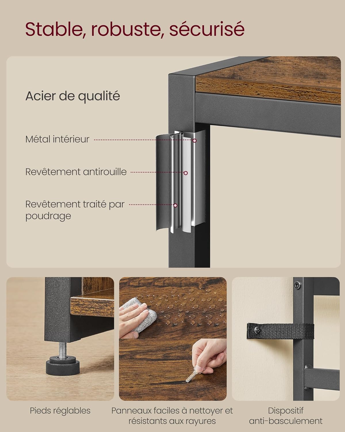 Thumbnail 4 de VASAGLE HSR432K01 : porte-manteau meuble d’entrée 4-en-1 avec étagères à chaussures et banc