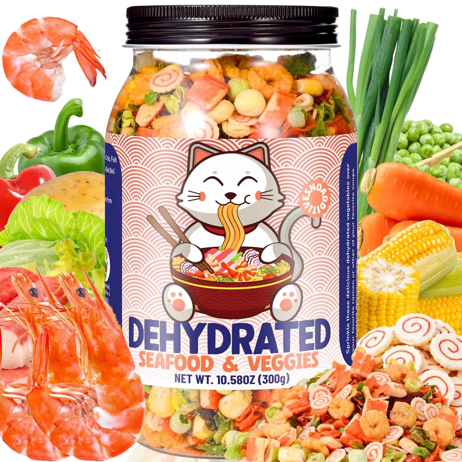 Detalle de Egcina Dehydrated Ramen Topping Mix, 10.58 oz Seafood and Vegetables