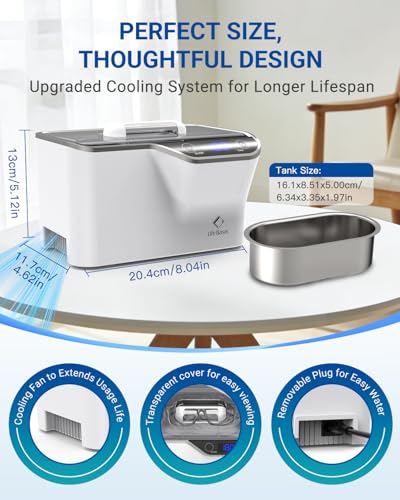 Detalle de LifeBasis Nettoyeur à Ultrasons 600 ml 48 kHz avec Fonction Degas – Nettoyage précis et silencieux