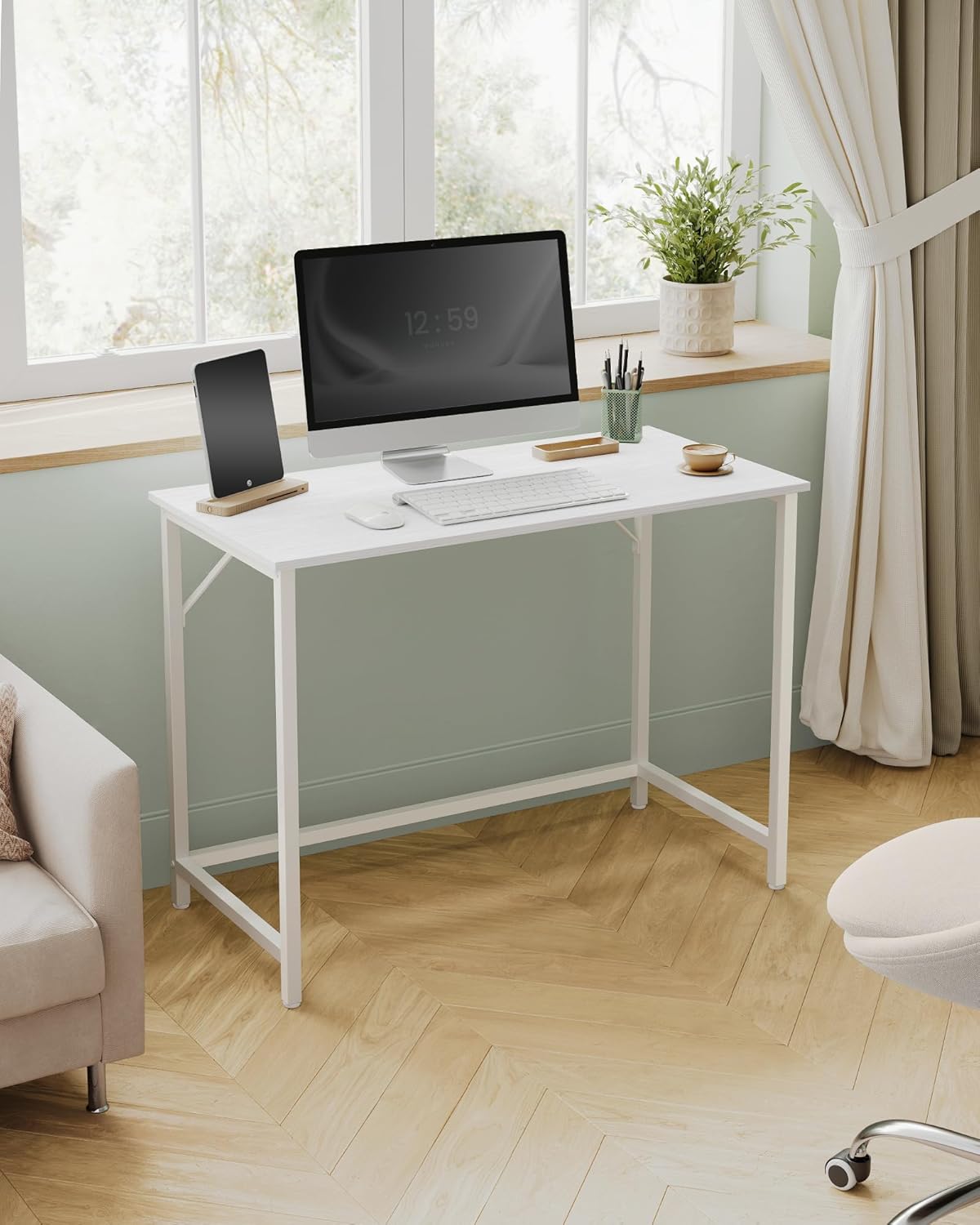 Thumbnail 1 de VASAGLE Computertisch LWD041W44V1, 100 x 50 x 76 cm (ahornweiß/wolkenweiß) – für Arbeitszimmer & Zuhause