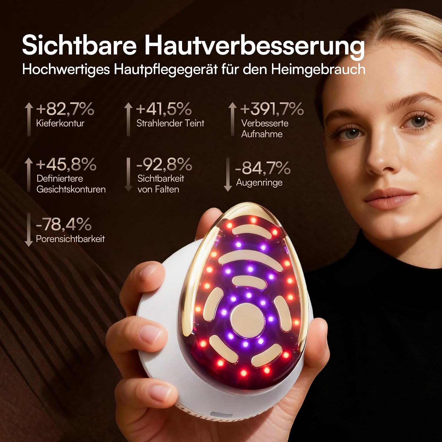 Detalle de INIA SPHERA Verbesserter 8-in-1 Mikrostrom-Gesichtsmassager mit Rotlicht, Wärme- & Kühlfunktion