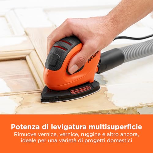 Detalle de BLACK+DECKER Mouse BEW230BCA-QS, levigatrice compatta da 55 W con 10 accessori
