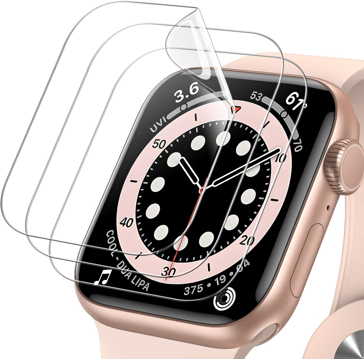 Detalle de JETech 0878- folia ochronna TPU do Apple Watch 40 mm, 3 sztuki, HD