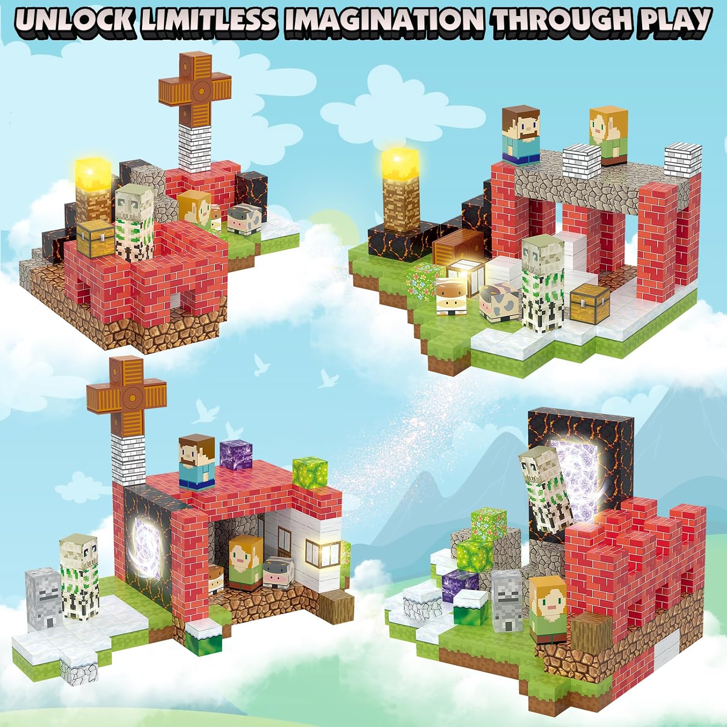Thumbnail 6 de TUKIIE Magnetische Bausteine Set mit Zauberportal (200 Stück, 2,5 cm) – leuchtendes Magnetspielzeug