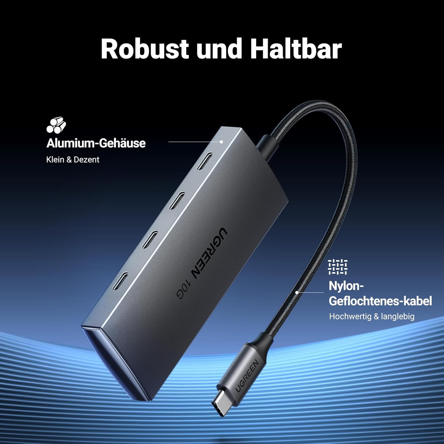 Detalle 2 de UGREEN USB C Hub 10 Gbps – 4 USB-C 3.2 Ports, Aluminium-Design, Plug & Play