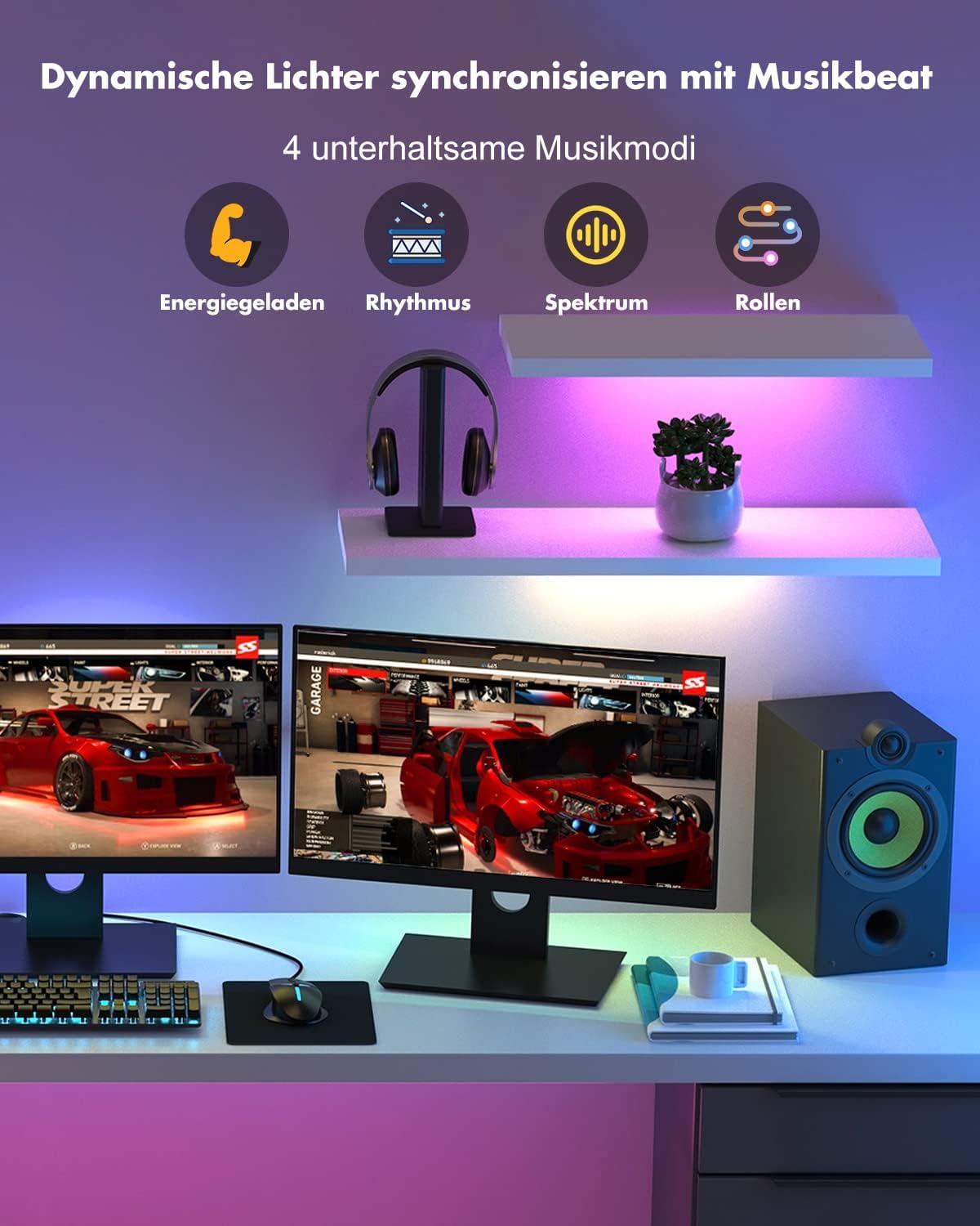 Thumbnail 3 de LED-Streifen USB RGB (2 m) mit Fernbedienung, Timer & Musik-Synchronisation
