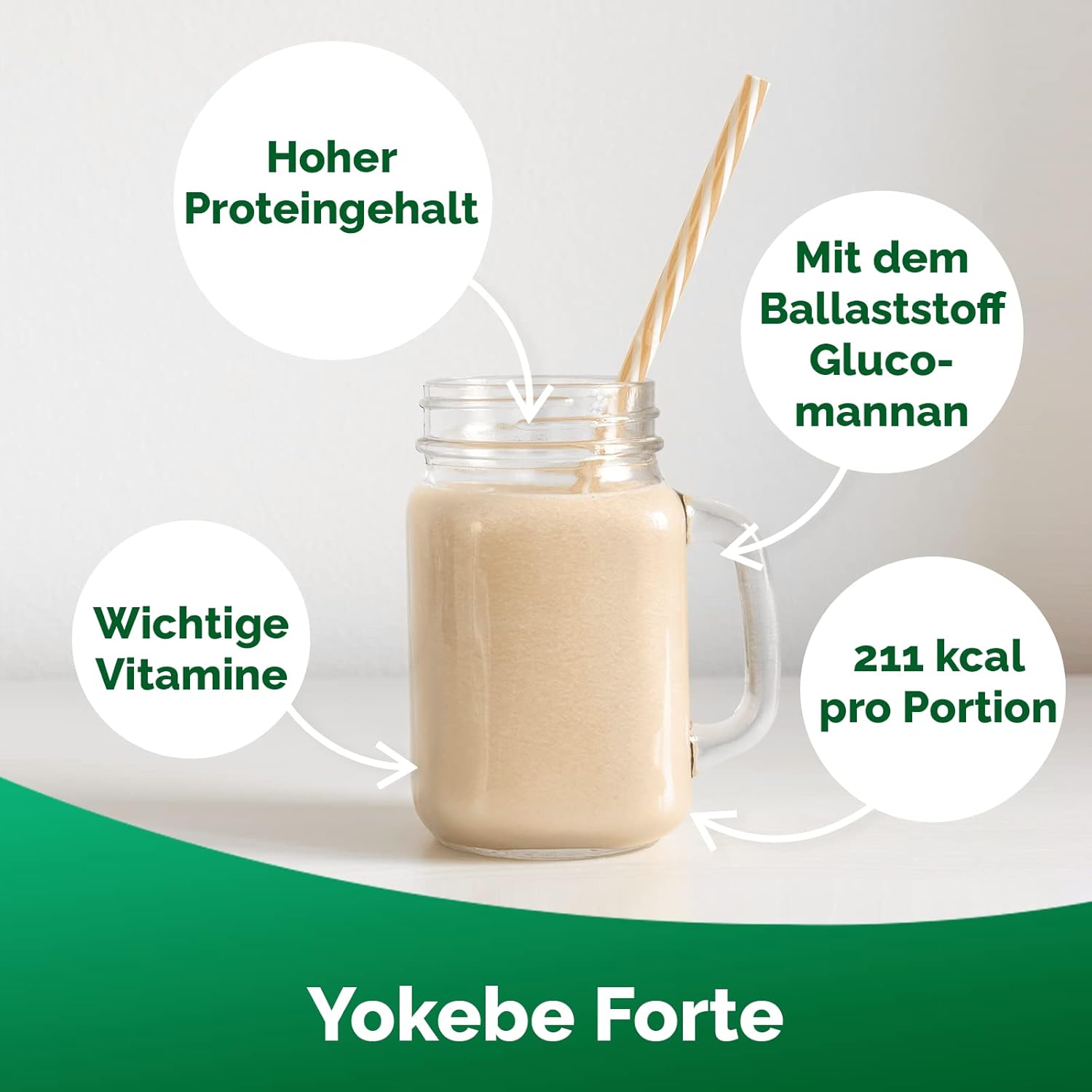 Detalle de YOKEBE Forte – Diätshake zum Abnehmen (500 g) – glutenfrei, laktosefrei, vegetarisch