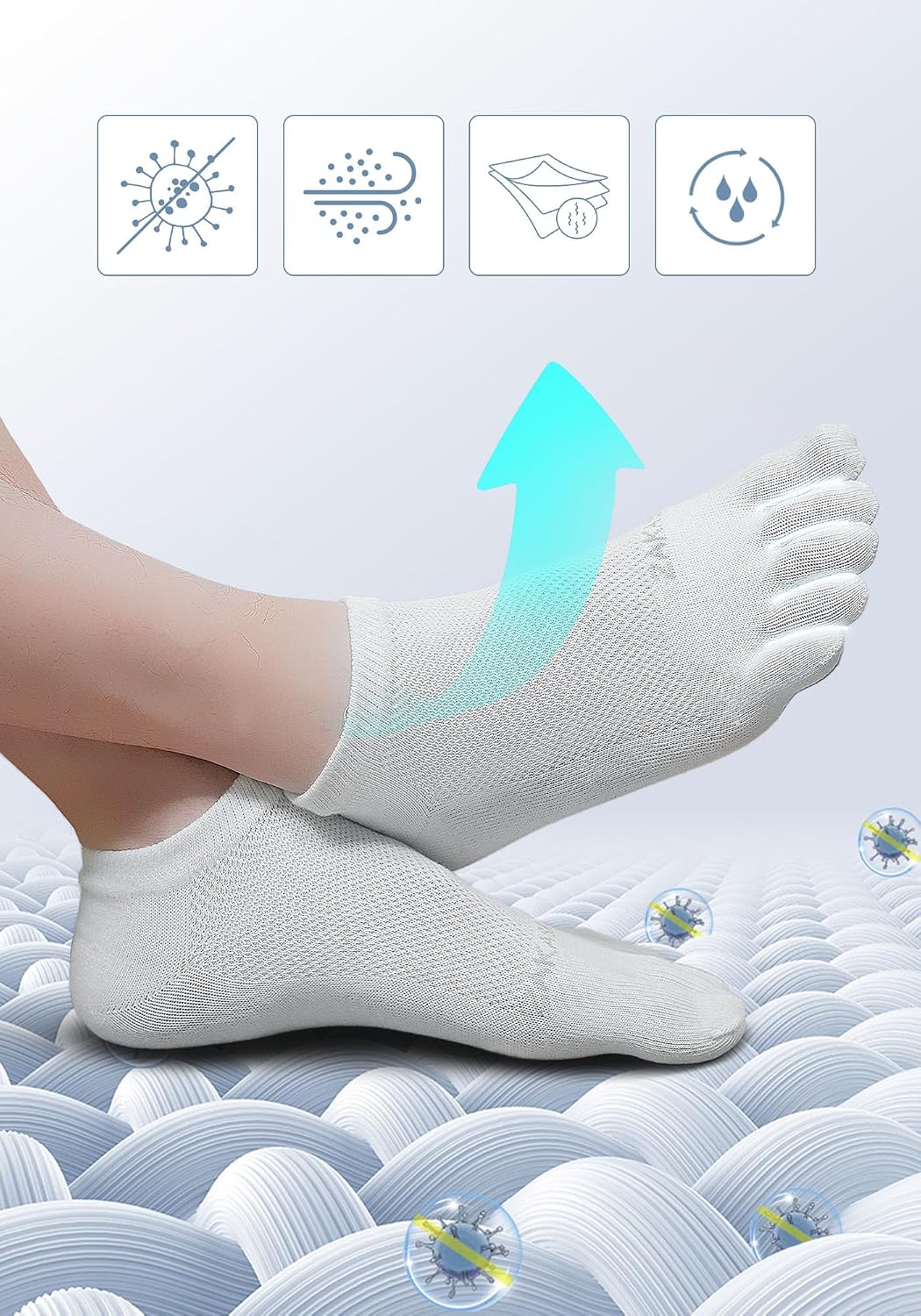 Thumbnail 5 de ZAKASA Five Toes Socks for Men – 5 Finger Low-Cut Athletic Crew (5 Pairs)