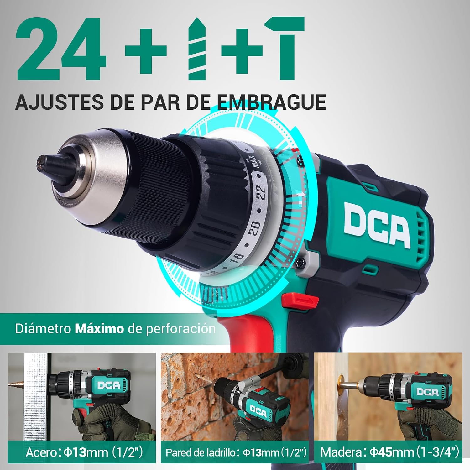 Detalle de DCA Trapano Avvitatore A Percussione Brushless 20 V: potenza, versatilità e autonomia per lavori impegnativi