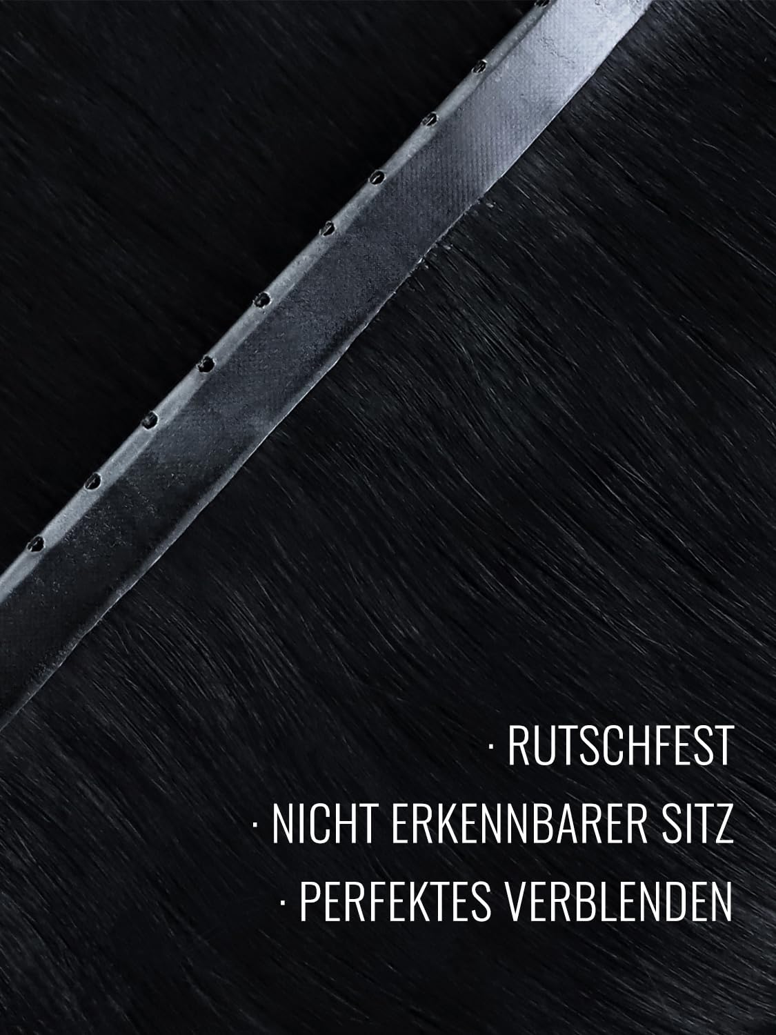 Thumbnail 2 de Fshine Butterfly Weft Extensions Echthaar Schwarz, 40 cm/80 g – doppelseitige Tressen (frei zuschneidbar)