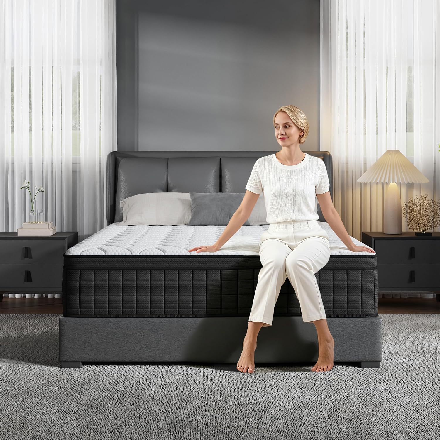 Detalle 2 de Holidaymoon 003 Queen Hybrid Mattress, 12-Inch Memory Foam & Pocket Springs
