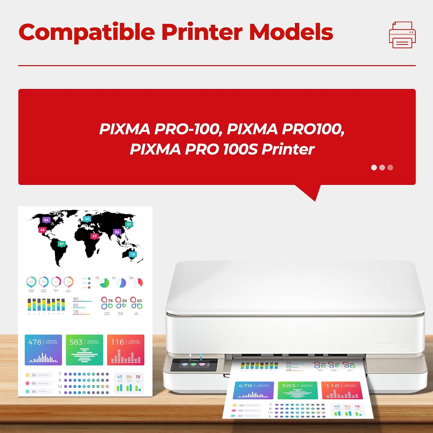 Detalle 2 de Gaiyeep Tuny CLI-42 Ink Cartridges, 8-Color Pack for Canon PIXMA PRO-100