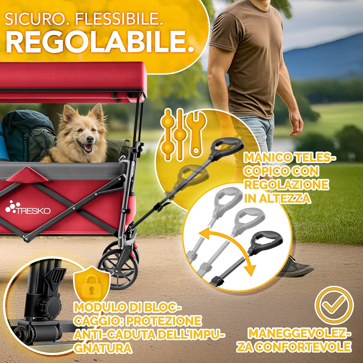 Detalle 2 de TRESKO Carrello pieghevole 150 kg 🛒