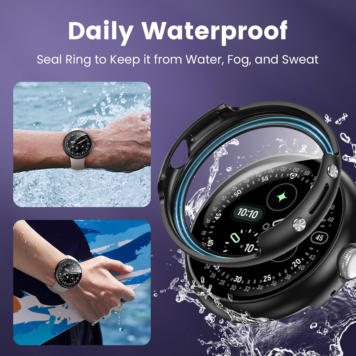 Detalle de Goton Google Pixel Watch 5/4 45mm用ケース一体型画面保護カバー ブラック