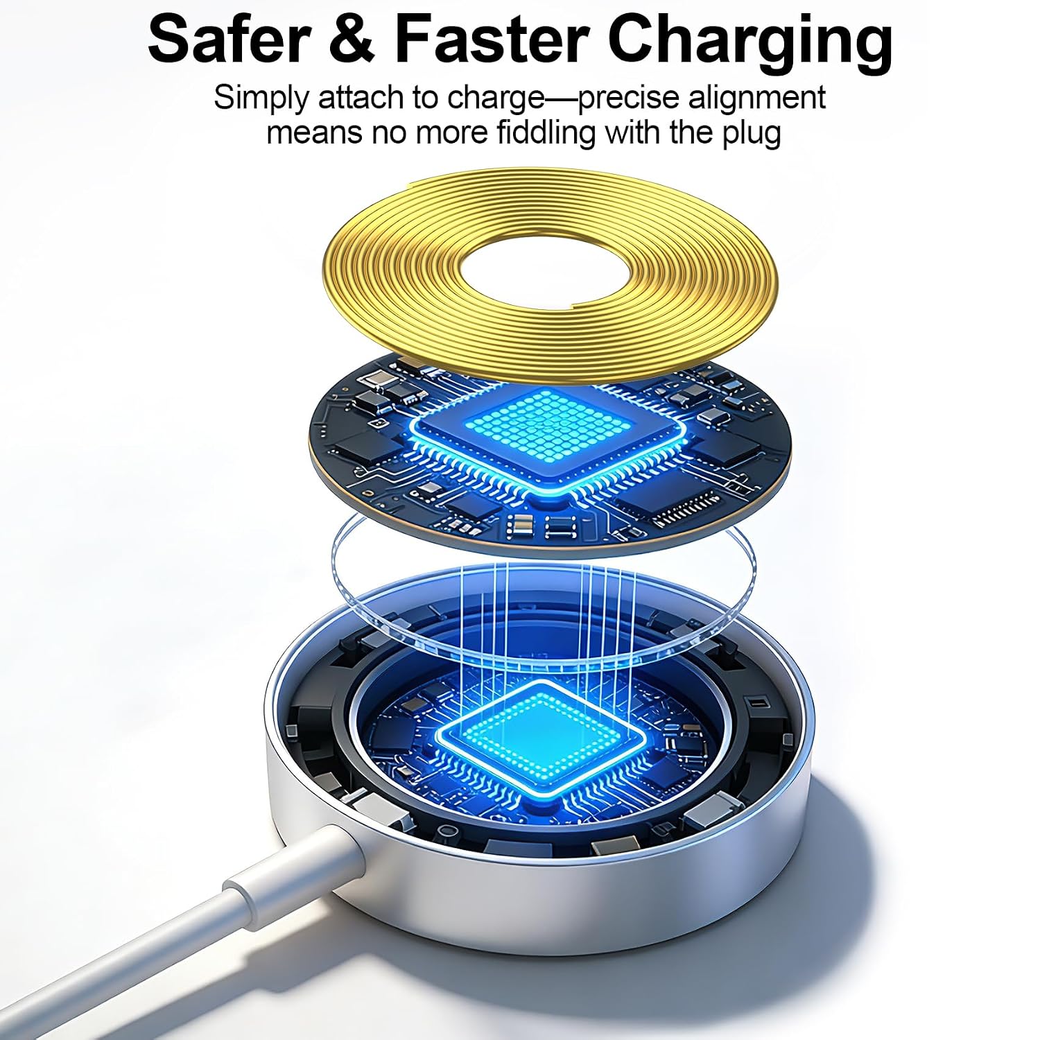 Detalle de toaksi A2255 Apple Watch Magnetic Charging Cable, USB-A/USB-C, 4.9 ft