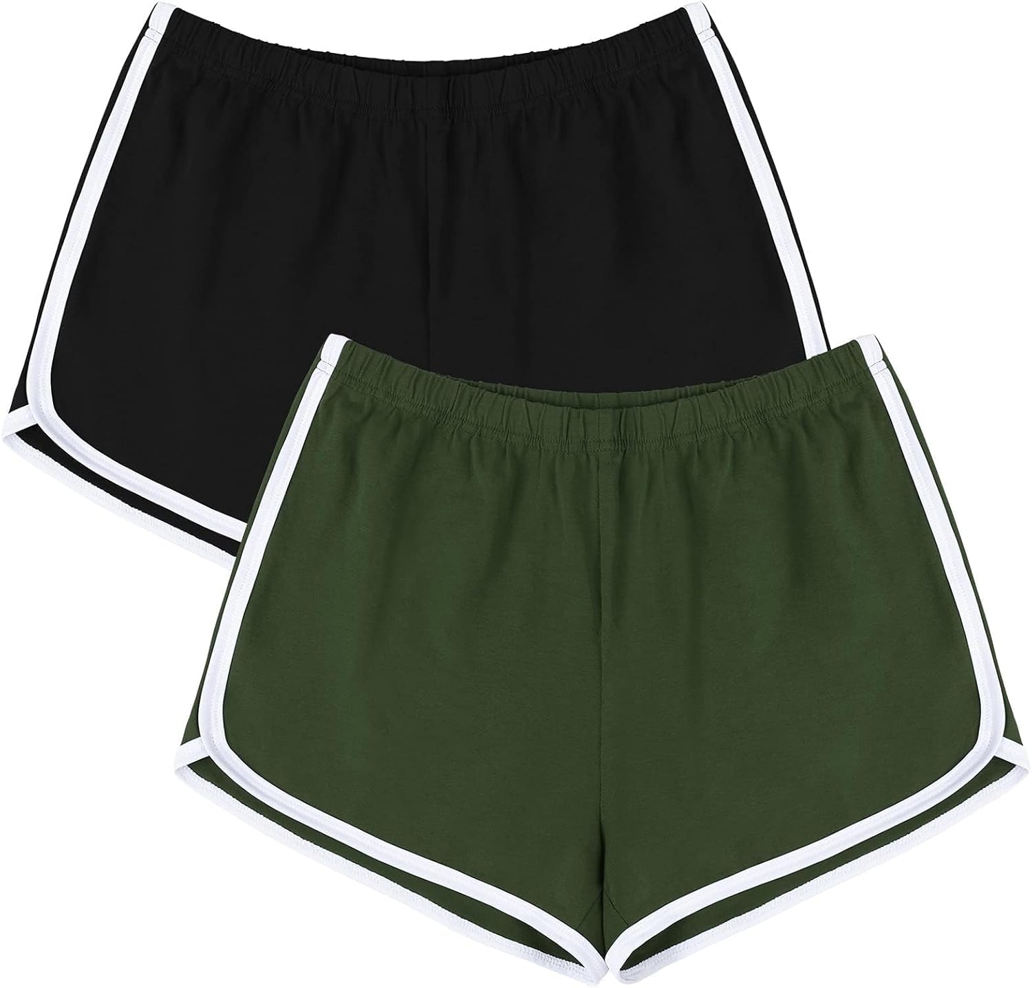 Detalle de URATOT Women's Cotton Gym Shorts Pack of 2: Lightweight, Breathable Lounge & Activewear