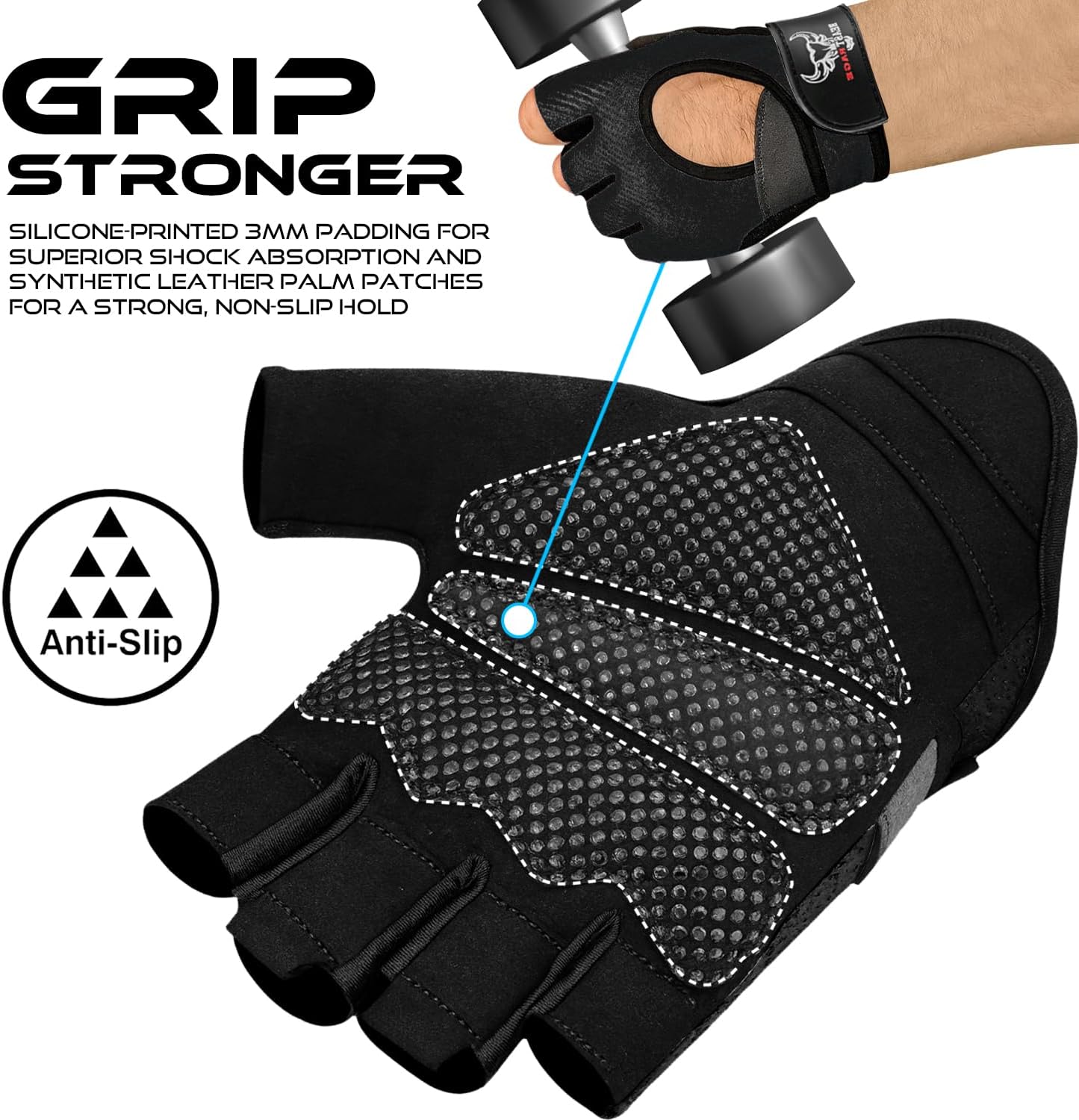 Thumbnail 3 de BEAST RAGE Fingerless Workout Gloves