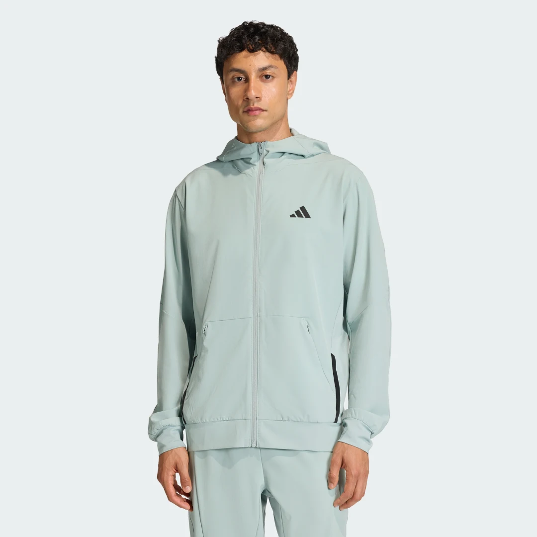 Detalle de Adidas D4T: chaqueta de entrenamiento con capucha y cremallera (verde)