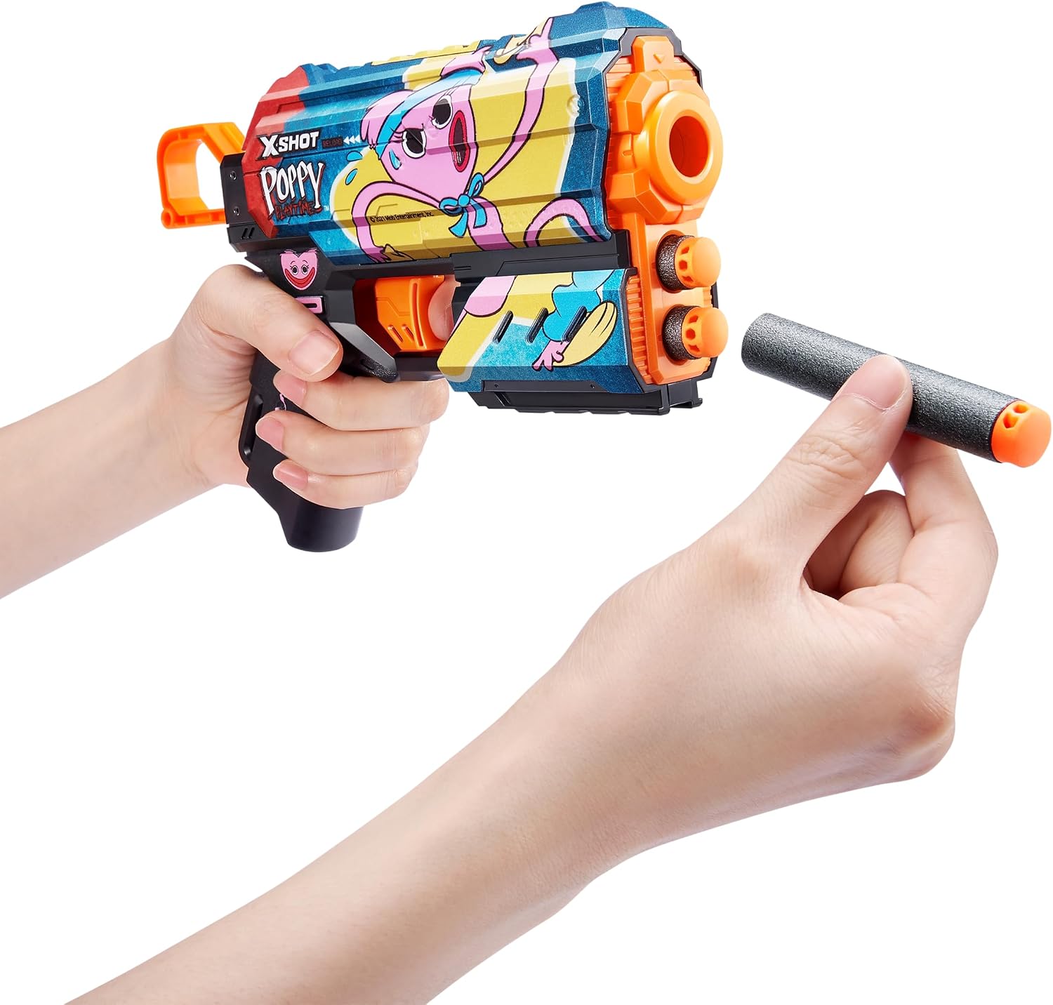 Detalle de X-Shot Skins Flux 36702 – zestaw 2 blasterów Poppy Playtime, 16 rzutek
