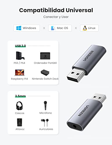 Detalle 2 de UGREEN Carte son USB 3,5 mm ⚙