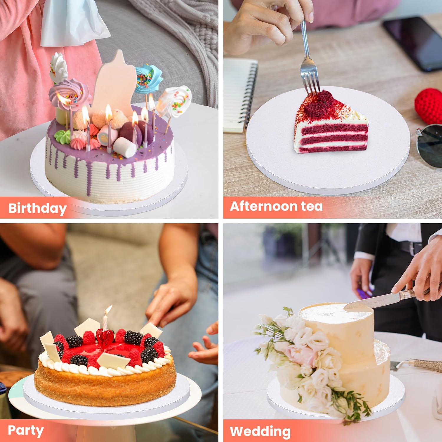 Thumbnail 6 de Yimomoyi 5 Pcs Round 10-Inch Thick White Cake Boards – Reusable, Multi-Purpose