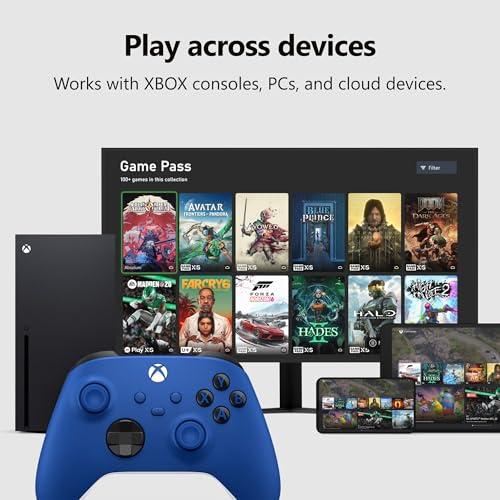 Detalle de Xbox Wireless Gaming Controller, Shock Blue — Modernized design with textured grips and versatile connectivity