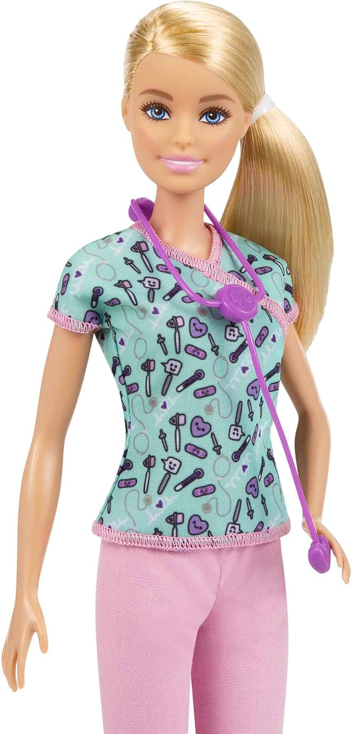 Detalle 1 de Barbie GTW39 Quiero ser Enfermera 🩺 muñeca rubia con accesorios
