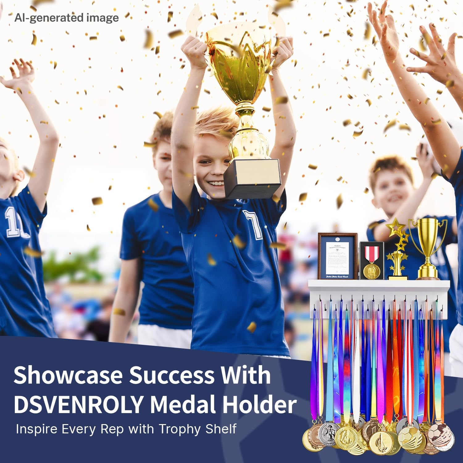 Detalle de Medal holder trophy rack 25 hooks, 40.5cm