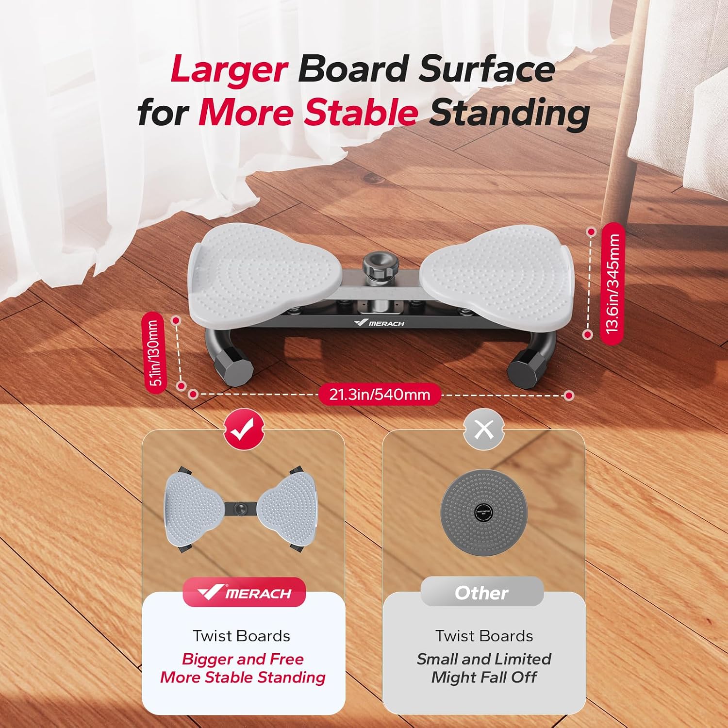 Detalle 2 de MERACH MR-2465 Waist Twister Board, Dual Non-Slip Pedals, 300 lb Capacity