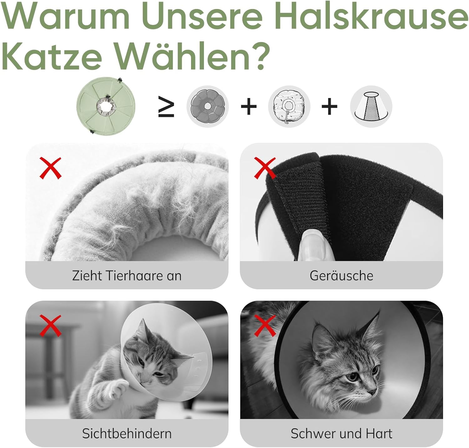 Thumbnail 2 de Supet weiche Halskrause für Katzen – verstellbar, Elisabethanhalskrause (Grüne Blume, S)