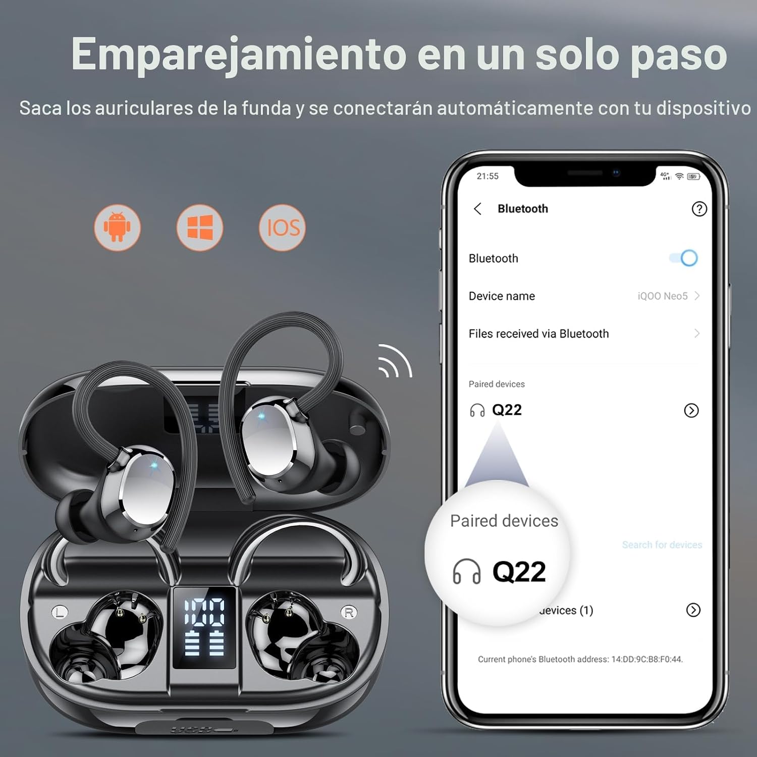 Detalle de Auriculare Auriculares Deportivos Inalámbricos Bluetooth 5.3