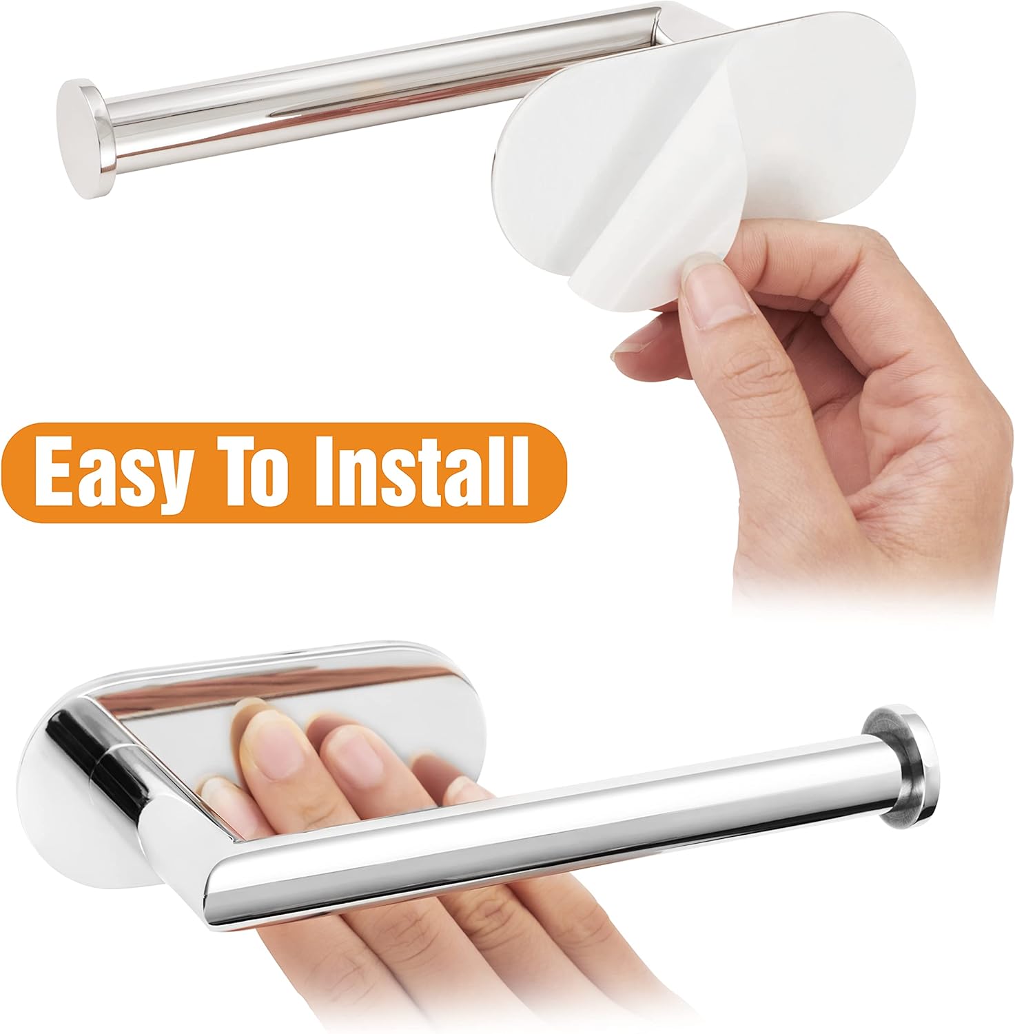 Thumbnail 2 de HITSLAM self-adhesive toilet roll holder (polished chrome, 304 stainless steel)