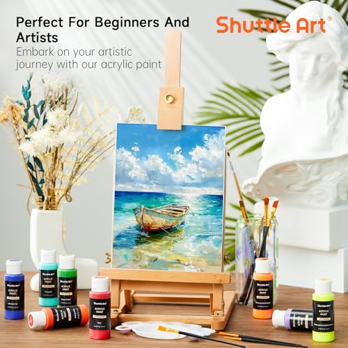 Detalle de Shuttle Art 36-Color Acrylic Paint Set with Brushes & Palette