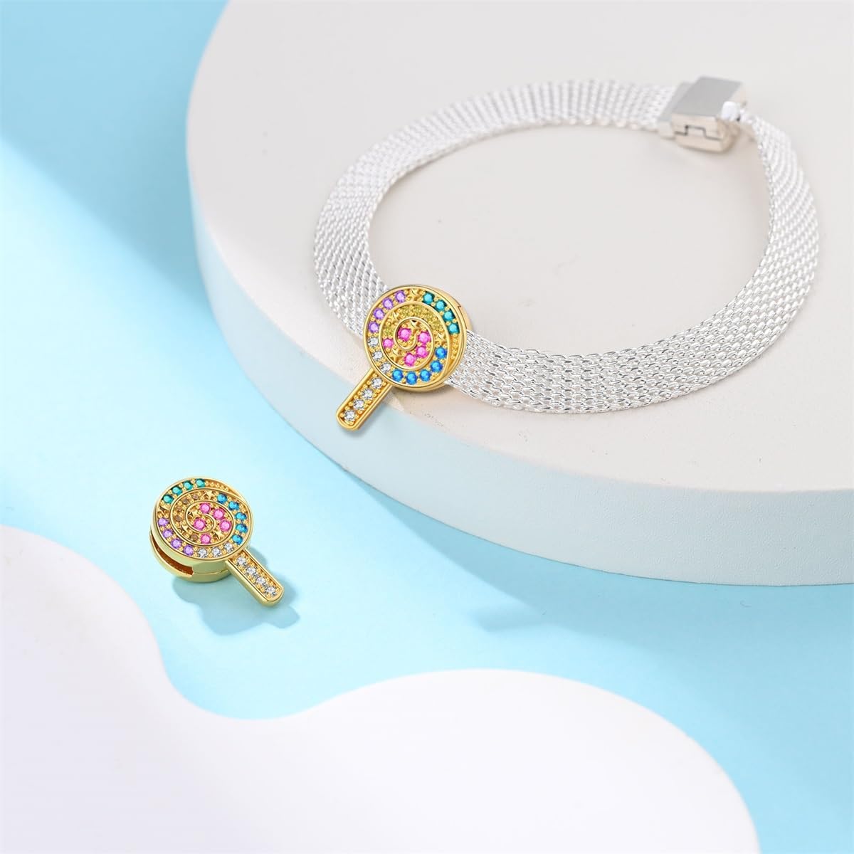 Detalle 2 de KUNSIR 925 Silver Reflective Clip-On Charms for European & Pandora Bracelets