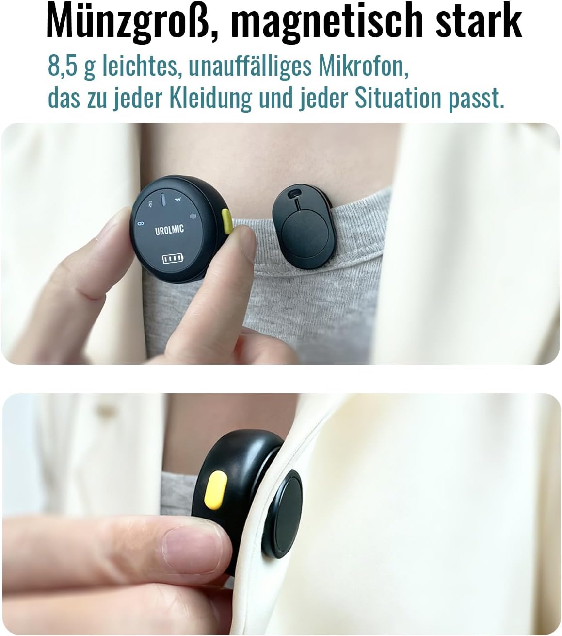 Thumbnail 4 de UROLMIC 2-in-1 Lavalier-Mikrofon mit Lade-Etui (bis zu 40 Std.), Profi-NR & 55 m Funkreichweite