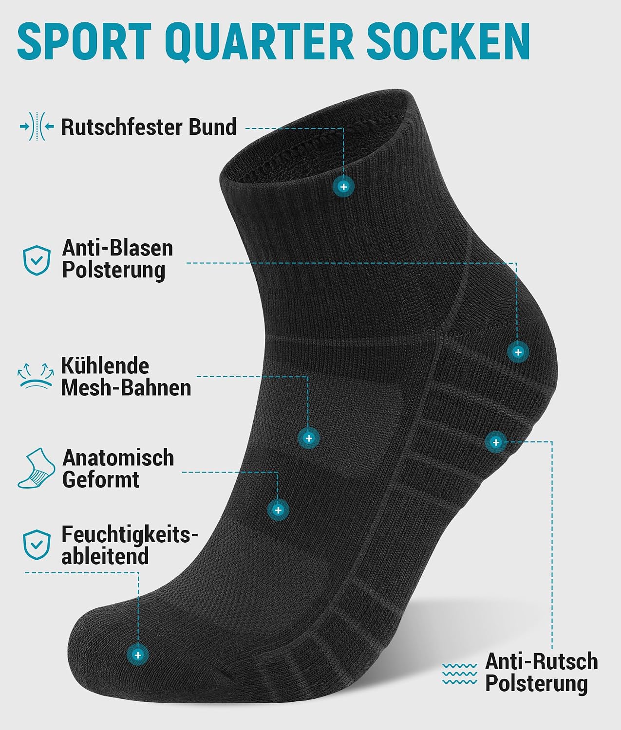 Thumbnail 3 de coskefy Quarter Sneaker Socken 6 Paar
