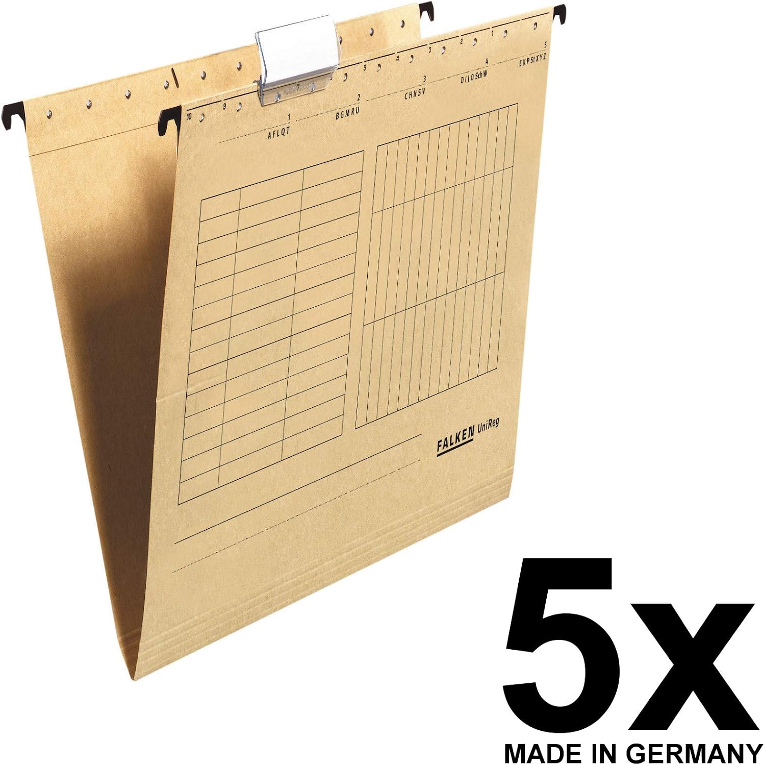 Detalle 2 de Falken Lot de 5 chemises suspendues UniReg – Carton recyclé, format A4, certifié Blauer Engel, Allemagne