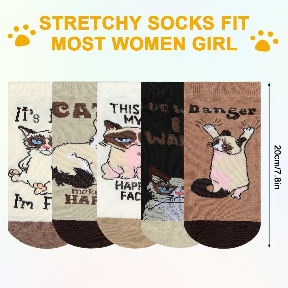 Thumbnail 1 de AOOTE 6332672 Cat Ankle Socks, 5 Pairs of Breathable Cotton
