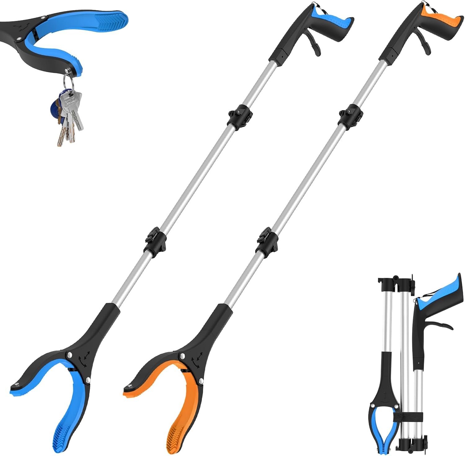 Detalle de rewkcy 43-Inch Grabber Reacher Tool, Foldable 2-Pack with 360° Jaw
