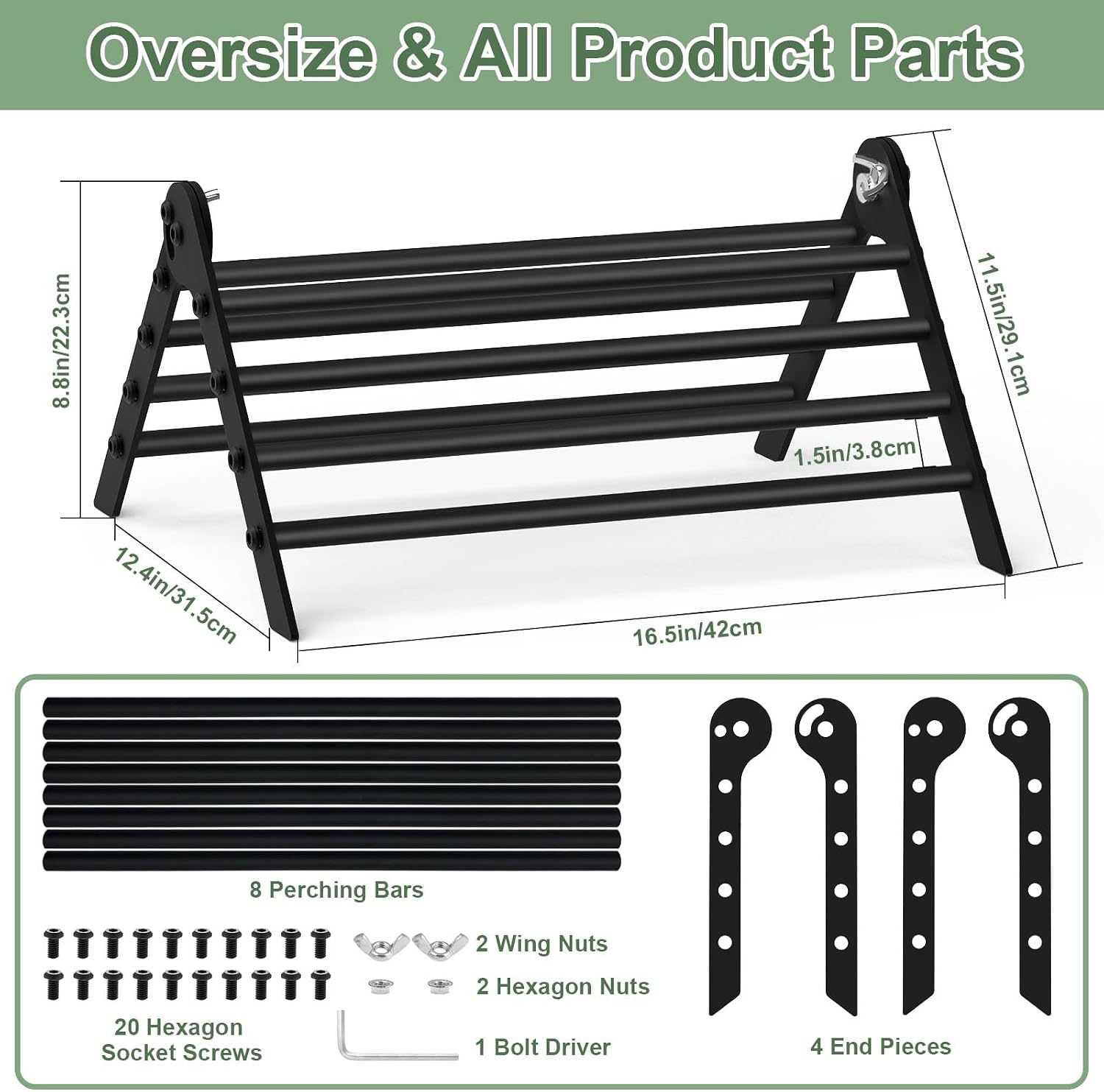 Detalle 2 de Giyiprpi Adjustable Metal Chicken Perch 8-roots ๐