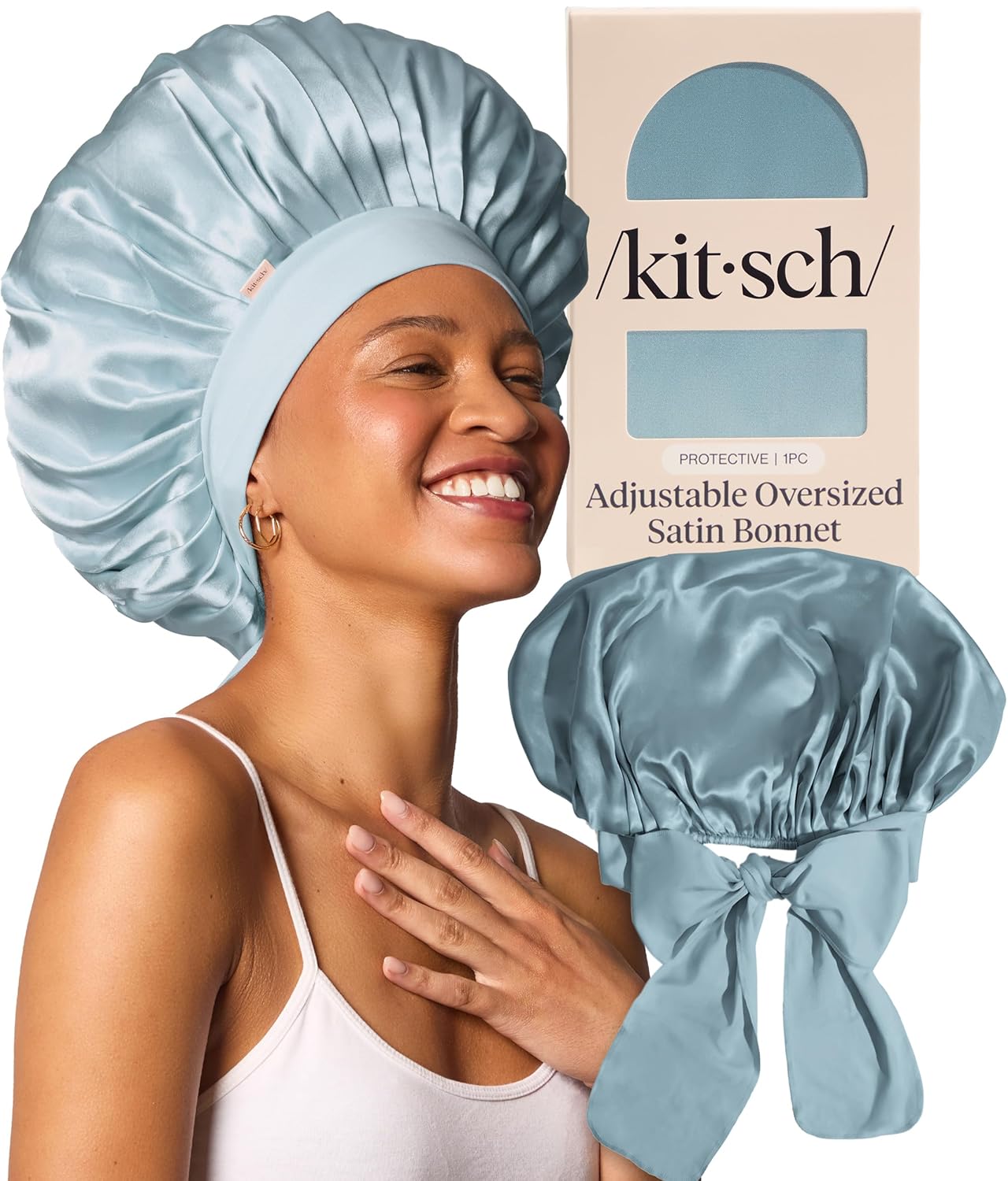 Detalle de Kitsch XL Satin Bonnet Adjustable Fit Extra Large 💤