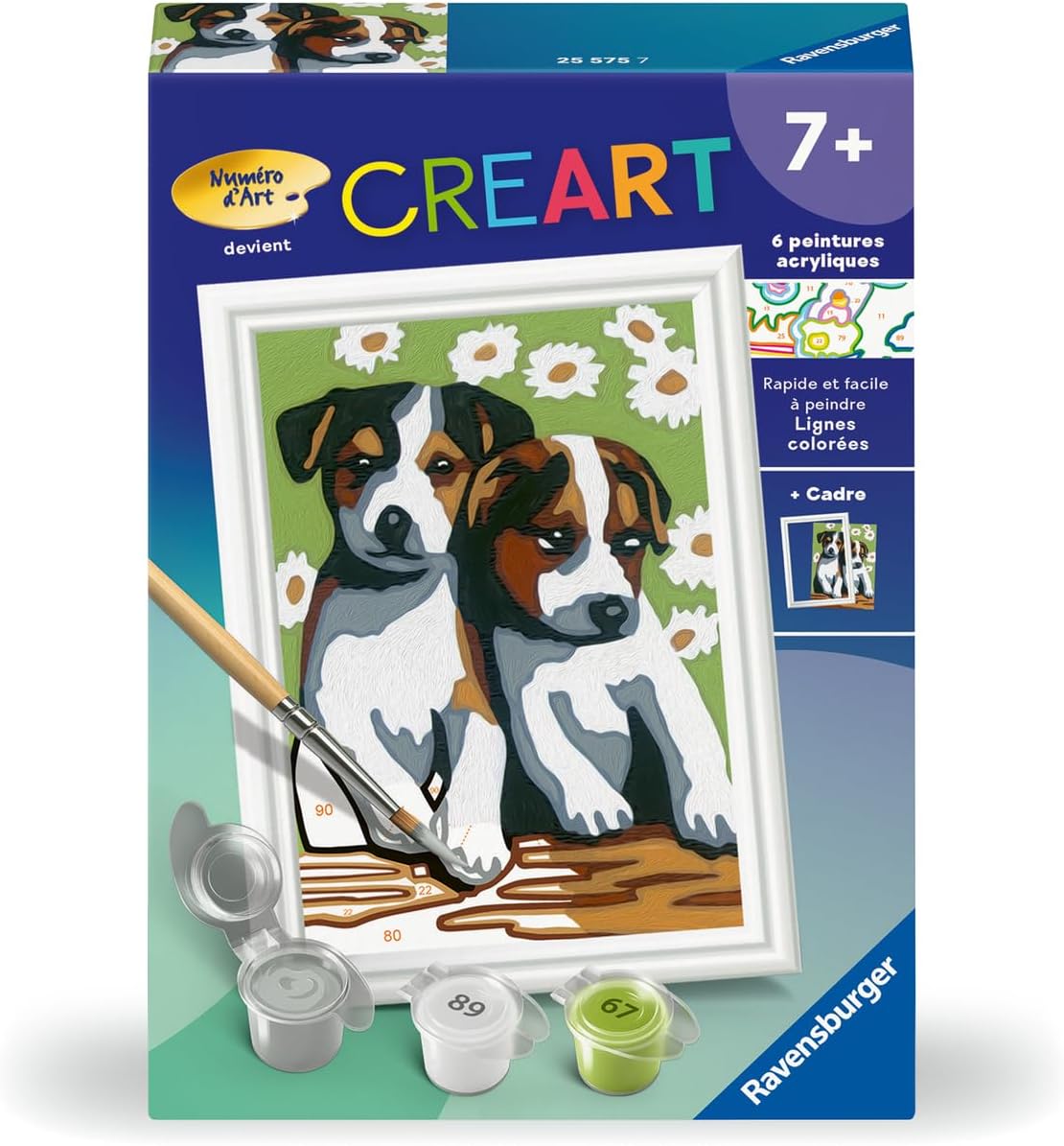 Detalle de Ravensburger CreArt Kids 8x12 cm - Numéro d'art Deux Petits Chiots - Kit de Peinture par numéros