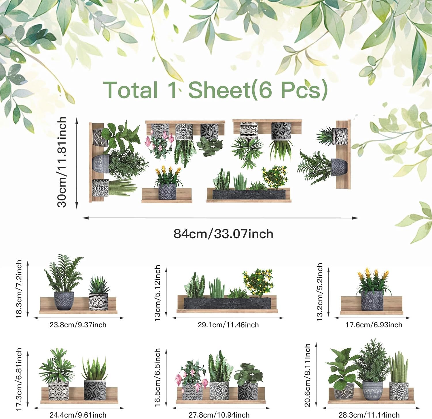 Detalle 2 de HLNIUC Plant Wall Decals, Vinyl