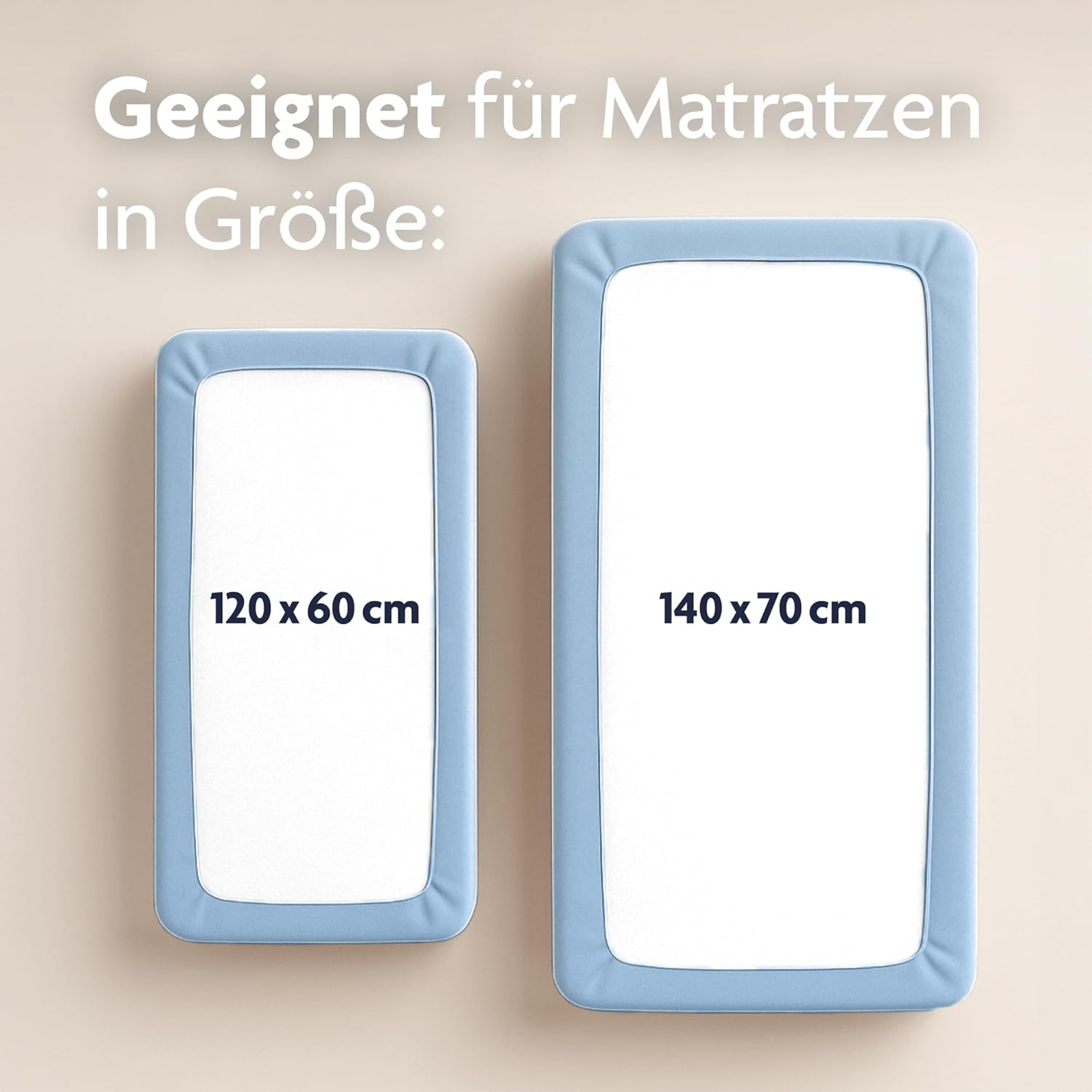 Detalle de Julius Zöllner Jersey Spannbettlaken für Baby- & Kinderbett 60x120 cm / 70x140 cm – 2er Pack hellblau